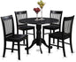 East West Furniture DLNO5-BLK-W 5 Piece Dinette Set for 4 Includes a Round Dining Room Table with Dropleaf and 4 Kitchen Dining Chairs, 42x42 Inch, Black