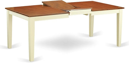 East West Furniture QUKE5-WHI-W 5 Piece Dining Room Furniture Set Includes a Rectangle Wooden Table with Butterfly Leaf and 4 Kitchen Dining Chairs, 40x78 Inch, Buttermilk & Cherry