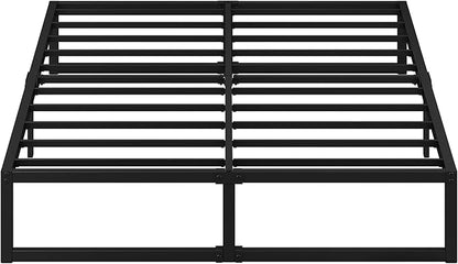 EMODA 12 Inch Queen Bed Frame No Box Spring Needed Heavy Duty Metal Platform BedFrame Queen Size with Steel Slats, Easy Assembly, Black