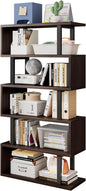 SORCEDAS Bookshelf Geometric Bookcase S Shaped Industrial Bookshelf Storage Display Stand Shelf for Living Room Bedroom and Office Room (Black, 5 Tier)