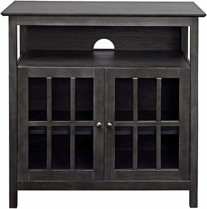 Convenience Concepts Big Sur Highboy TV Stand 36" - Modern Entertainment Center For TVs up to 40", Storage Cabinet for Dining, Living Room, & Entryway, Console Hall Table with Shelves, Weathered Gray