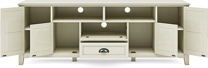 SIMPLIHOME Burlington SOLID WOOD 72 Inch Wide Transitional TV Media Stand in Antique White for TVs up to 80 Inches, For the Living Room and Entertainment Center