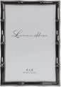 Lawrence Frames 4x6 Black Polished Metal Picture Frame with Bamboo Design