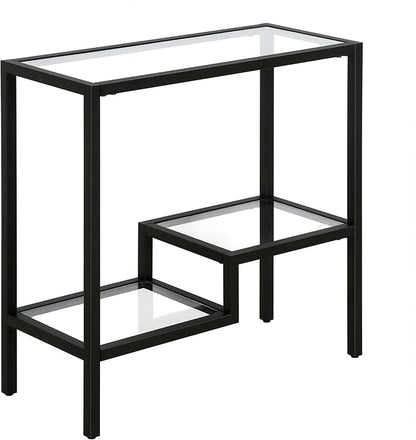 Henn&Hart 24" Wide Rectangular Side Table in Blackened Bronze, Table for Living Room, Bedroom