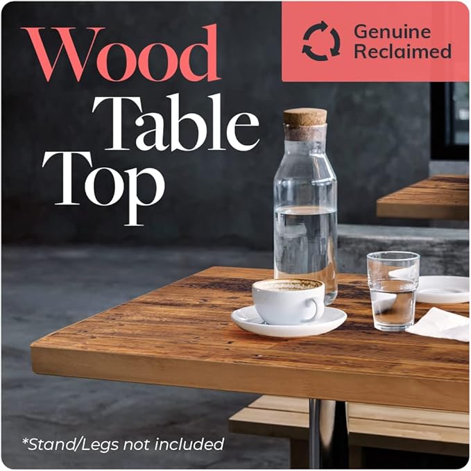 Reclaimed Wood Table Top - Rustic Recycled Wooden Piece Perfect for Signs, Counters, Kitchens, Dining and Coffee Table Tops (Straight Plank Table Top, 24" x 48")
