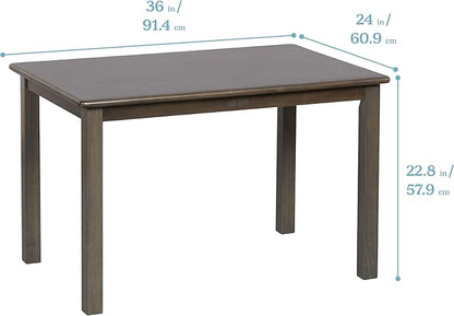 ECR4Kids 24in x 36in Rectangular Hardwood Table and Chair Set, 12in Seat Height, Kids Furniture, Grey Wash
