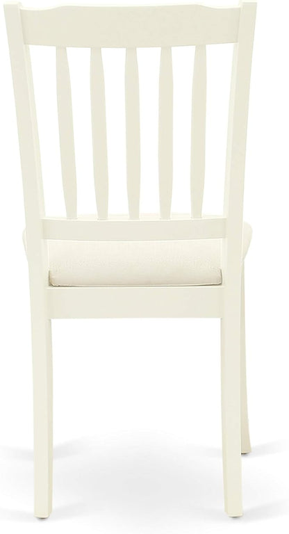 East West Furniture HBDA5-LWH-C 5 Piece Kitchen Table & Chairs Set Includes a Round Dining Room Table with Pedestal and 4 Linen Fabric Upholstered Chairs, 42x42 Inch, Linen White
