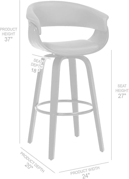 Armen Living Julyssa Mid-Century Swivel Counter Height Barstool, 26", Brown