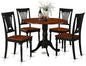 East West Furniture DLPL5-BCH-W 5 Piece Kitchen Table & Chairs Set Includes a Round Dining Table with Dropleaf and 4 Dining Room Chairs, 42x42 Inch, Black & Cherry