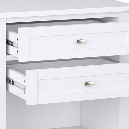SIMPLIHOME Warm Shaker SOLID WOOD 24 Inch Wide Transitional Bedside Nightstand Table in White, For the Living Room and Bedroom
