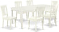 East West Furniture DOAV7-LWH-W 7 Piece Kitchen Table Set Consist of a Rectangle Dining Table with Butterfly Leaf and 6 Dining Room Chairs, 42x78 Inch, Linen White