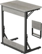Tatub 24" Wide Folding C-Shaped End Table, Small Side Desk for Couch, Sofa TV Tray Table with Metal Frame for Living Room, Bedroom, Ivory White