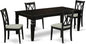 East West Furniture LGCL5-BLK-C 5 Piece Dining Table Set for 4 Includes a Rectangle Kitchen Table with Butterfly Leaf and 4 Linen Fabric Dining Room Chairs, 42x84 Inch, Black