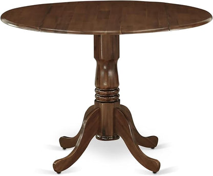 East West Furniture DLAS3-AWA-08 3 Piece Dinner Table Set Includes A Mid Century Modern Table and 2 Mist Beige Polyester Fabric Dinning Chairs, Antique Walnut