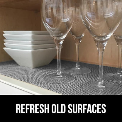 GORILLA GRIP powerGRIP Drawer Shelf and Cabinet Liner, Thick Strong Hold, Non-Adhesive Liners Protect Kitchen Cabinets and Cupboard, Bathroom Drawers, Easy Install, Breathable Mat, 20" x30', Gray