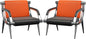 wonline 2Pcs Waiting Room Chair with Armrest PU Leather Office Furniture, Office Guest Seating Lobby Conference Reception Chairs for Airport Clinic Hospital Bank Salon Barber(Orange&Black)
