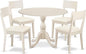East West Furniture DMAD5-LWH-LC 5 Piece Dining Table Set for 4 Includes a Round Kitchen Table with Dropleaf and 4 Faux Leather Upholstered Dinette Chairs, 42x42 Inch, Linen White
