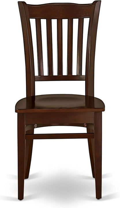 East West Furniture HBGR3-MAH-W 3 Piece Dining Room Table Set Contains a Round Kitchen Table with Pedestal and 2 Dining Chairs, 42x42 Inch, Mahogany