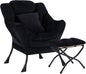 Lazy Chair with Ottoman, Comfy Reading Lounge Chair with Footstool & Throw Pillow Modern with Armrests & Side Pocket for Living Room, Bedroom, Dorm Room, Velvet Black