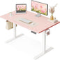OffiGo Electric Height Adjustable Standing Desk, 40 Inch Pink Computer Desk for Women Girls, Sit Stand Table for Home, Office, Bedroom