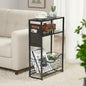 Narrow Side Table, Skinny Small End Tables with Magazine Holder, 3 Tier Small Sofa Side Table for Smalls Spaces, Sofa Couch Tables Bedside Table for Living Room Bedroom Office