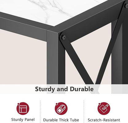 Tajsoon Console Table 41.8”, 2-Tier Entryway Table, Narrow Sofa Table with Shelves, Entrance Table for Hallway, Entryway, Living Room, Foyer, Corridor, Office, Black & White