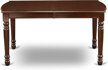 East West Furniture DONO5-MAH-C 5 Piece Dinette Set for 4 Includes a Rectangle Dining Table with Butterfly Leaf and 4 Linen Fabric Dining Room Chairs, 42x78 Inch, Mahogany