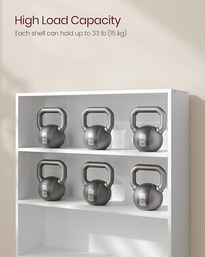 VASAGLE Custos Collection - Bookshelf, 5-Tier Bookcase, Book Shelf, Open Storage Shelf, 9.4 x 30 x 52.8 Inches, for Living Room, Home Office, Dinning Room, Cloud White ULBC175T14