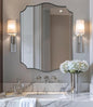ANDY STAR Chrome Bathroom Mirror for Wall, 24x32 Inch Polished Chrome Mirror, Bathroom Mirror for Over Sink, Irregular Wall Mirror in Thin Stainless Steel Frame Deep 1’’, Wave Inspired Style