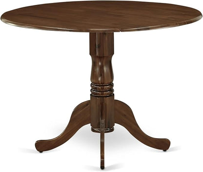 East West Furniture DLAS3-AWA-27 3 Piece Mid Century Modern Dining Set contain A Wood Table and 2 Light Gray Polyester Fabric Mid Century Modern Dining Chairs, Antique Walnut