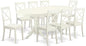 East West Furniture VABO9-LWH-W 9 Piece Modern Dining Table Set Includes an Oval Wooden Table with Butterfly Leaf and 8 Kitchen Dining Chairs, 40x76 Inch, Linen White