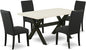 East West Furniture X626DR124-5 5 Piece Dining Room Furniture Set Includes a Rectangle Dining Table with X-Legs and 4 Black Color Linen Fabric Upholstered Chairs, 36x60 Inch, Multi-Color