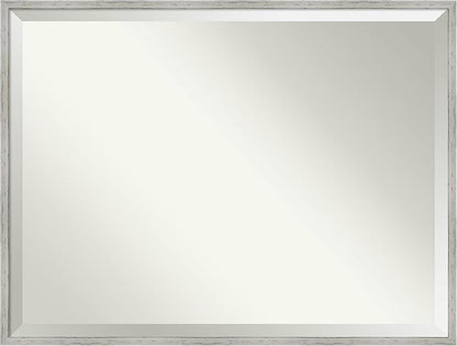 Amanti Art White Bathroom Mirror for Over Sink, 31x41 Shiplap White Narrow Rectangle Vanity Mirror, X-Large Cottage Wood Frame, Hangs Horizonally and Vertically, Bathroom Wall Decor, Beveled Edge