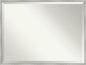 Amanti Art White Bathroom Mirror for Over Sink, 31x41 Shiplap White Narrow Rectangle Vanity Mirror, X-Large Cottage Wood Frame, Hangs Horizonally and Vertically, Bathroom Wall Decor, Beveled Edge