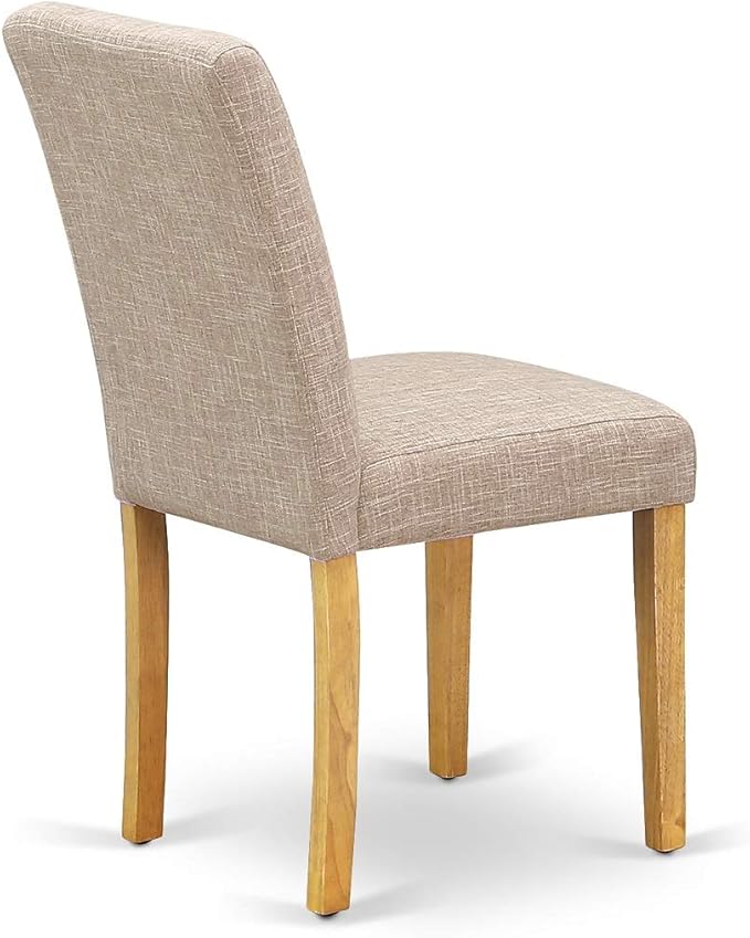 East West Furniture VAAB7-OAK-04 7 Piece Dinette Set Consist of an Oval Dining Room Table with Butterfly Leaf and 6 Light Tan Linen Fabric Upholstered Chairs, 40x76 Inch, Oak