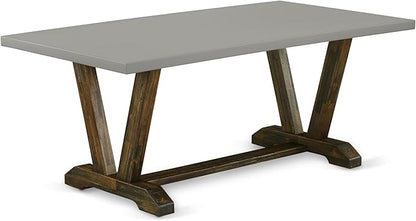 East West Furniture V797VE703-6 6 Piece Dining Table Set Contains a Rectangle Dining Room Table with V-Legs and 4 Brown Linen Fabric Parson Chairs with a Bench, 40x72 Inch, Multi-Color