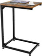 Simple Trending C Shaped End Table, Side Table for Couch, Small Sofa Table TV Tray with Metal Frame for Living Room, Bedroom, Rustic Brown