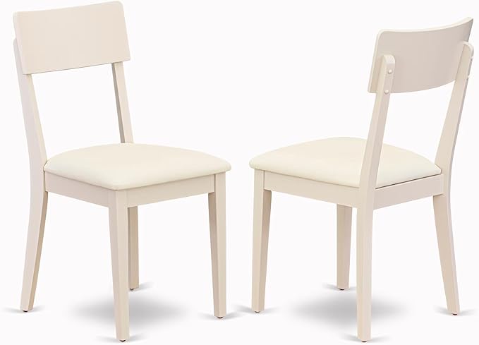 East West Furniture DMAD5-LWH-LC 5 Piece Dining Table Set for 4 Includes a Round Kitchen Table with Dropleaf and 4 Faux Leather Upholstered Dinette Chairs, 42x42 Inch, Linen White