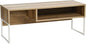 Household Essentials Wrap TV Stand with Rectangular Storage Compartment Coastal Oak Rustic Wood Grain and White Metal