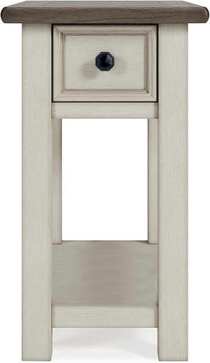 Signature Design by Ashley Bolanburg Farmhouse Chair Side End Table, Light Brown & Whitewash