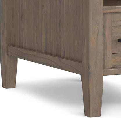 SIMPLIHOME Ela Solid Wood 14 inch Wide Rectangle Transitional Narrow End Table in Smoky Brown for The Living Room and Bedroom
