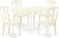 East West Furniture MZKE5-LWH-W 5 Piece Dining Room Furniture Set Includes a Rectangle Kitchen Table with Dropleaf and 4 Dining Chairs, 36x54 Inch, Linen White