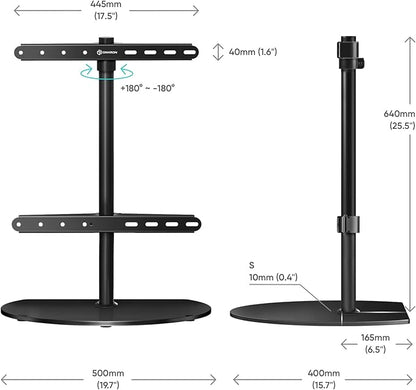 ONKRON Tabletop TV Stand for 32-65 Inch TVs up to 77 lbs, Height Adjustable TV Swivel Stand max VESA 400x400, Tabletop Universal TV Stand with Tempered Glass Base/Pedestal Television Stand Black