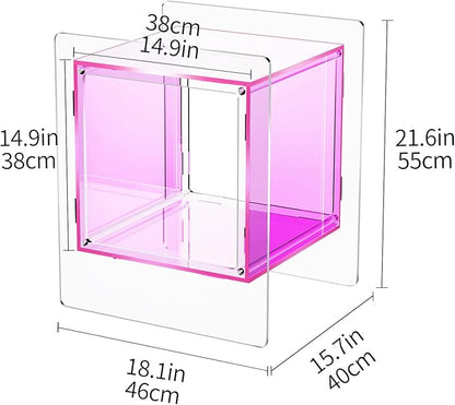 Acrylic Nightstand Colorful Bedside Table with Open Storage Shelf,Clear Side Table for Living Room (1, Pink)
