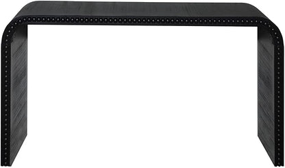 KEIKI Wood Console Table Behind Couch & Sofa, Retro Style with Curved Waterfall & Wood Beads Design, for Entryway, Living Room, Black
