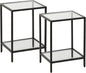 Modern 2-Tier Tempered Glass End Table - Stylish Black Metal Side Table for Small Spaces, Perfect for Living Room & Bedroom (Black, 2PCS)