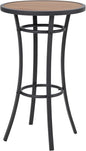 Bar Height Patio Table, 40-Inch Outdoor Pub Table Bistro Table with Wooden-Like Table Top & Metal Frame