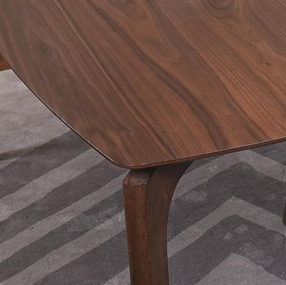CONSDAN Dining Table Set for 4-6, Includes 1 Table & 4 Chairs, Walnut Veneer Top, Solid Wood Frame, Natural Wood Grain, Easy Assembly, Modern Design