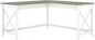 Bush Furniture Key West 60W Modern Farmhouse L Shaped Desk in Pure White and Shiplap Gray | 60-Inch Corner Table for Home Office