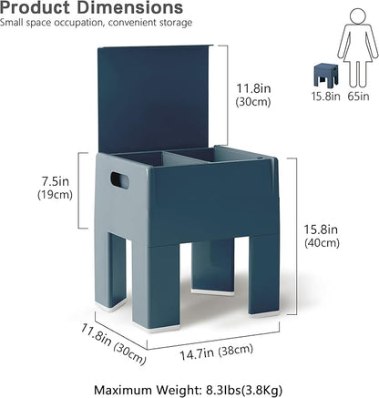 Nightstand Bedside Table with Storage Space, Multifunctional Colorful Plastic End Table Small Side Table for Bedroom, Dorm and Small Spaces, Easy Assembly(14.7" D x 11.8" W x 15.8" H, Blue)